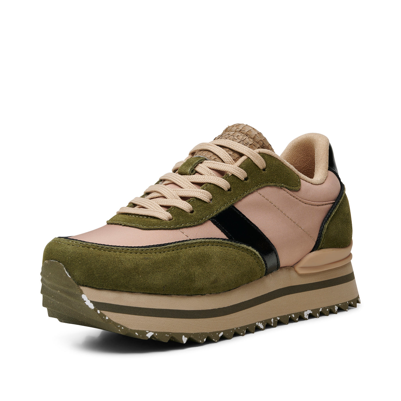 WODEN Nellie II Metallic Plateau Sneakers 891 Coffee Cream/Dark Olive