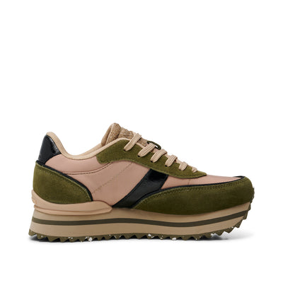 WODEN Nellie II Metallic Plateau Sneakers 891 Coffee Cream/Dark Olive