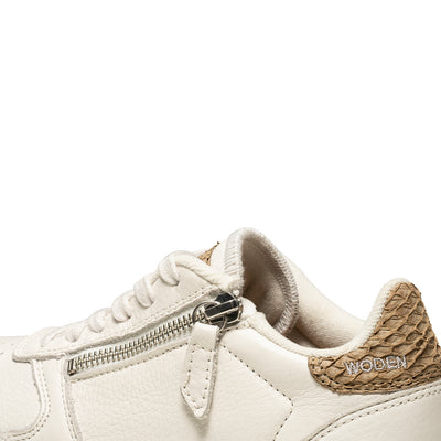 WODEN Ydun Leather Zipper Sneakers 511 Blanc de Blanc